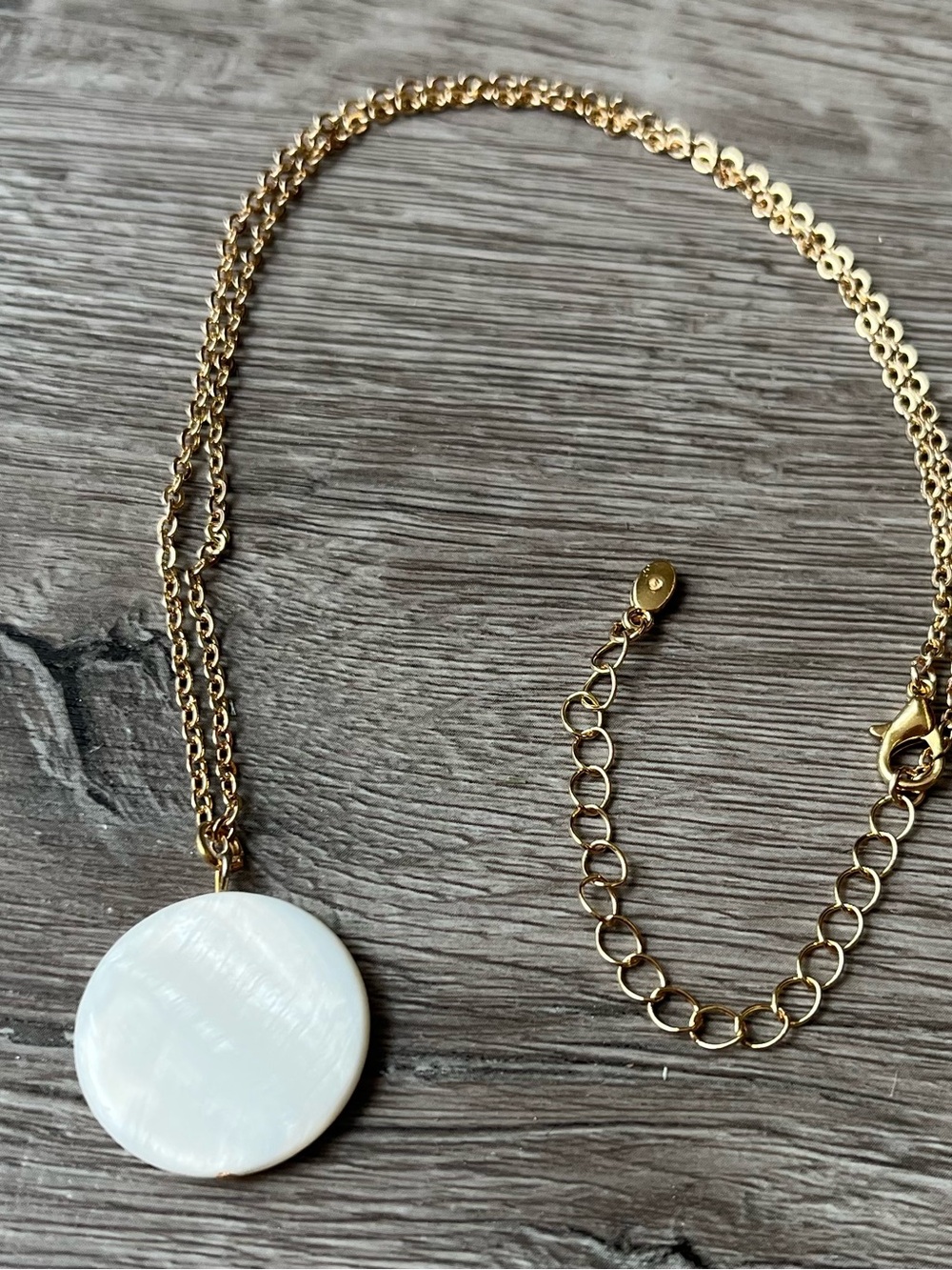Mother-of-Pearl Disk Pendant Necklace